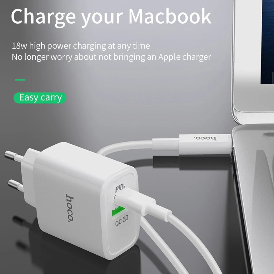 Сетевое зарядное устройство HOCO 18 Вт USB PD адаптер для быстрой зарядки QC3.0/2 0 быстрое