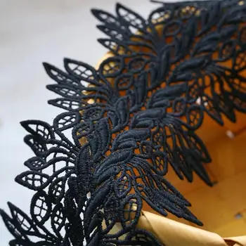 

Delicate Milk Silk Black Lace Trim Crochet Floral Lace Trim Ribbon Handmade DIY Sewing Craft For Costume Hat Decoration 3 yards