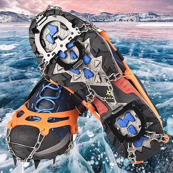 

Ice Cleats Crampons Traction Snow Grips For Boots Shoes Anti Slip 12-Spikes Safe Protect For Hiking Climbing Mountaineering