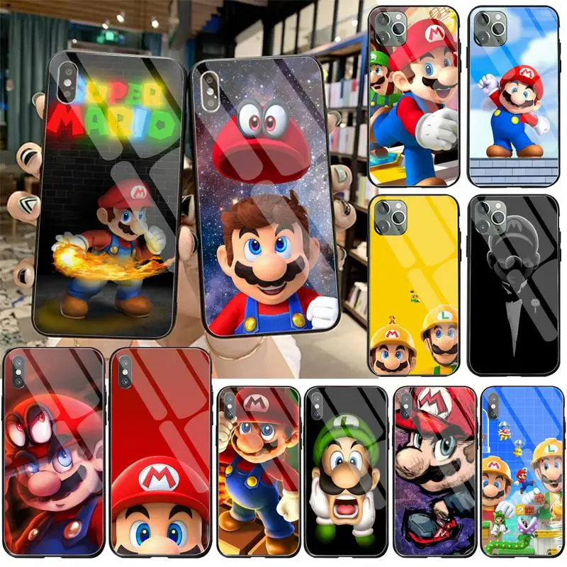 Funny Super Marios Bros мягкий силиконовый тпу чехол для телефона закаленное стекло iPhone 11 Pro
