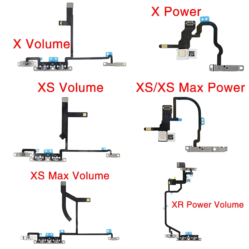 1pcs Power On Off Flex For iPhone X XR XS Max Volume Side Button Key