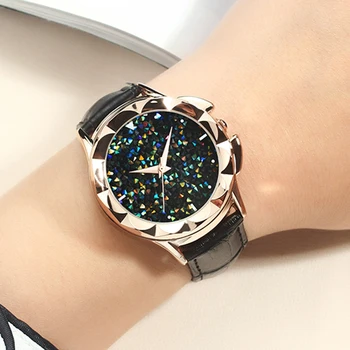 

Bling Kleurrijke SANDA Luxe Lederen Quartz Horloge Vrouwen Klok Vrouwelijke Dames Jurk Horloge Gift Goud 2018 Relojes Mujer Saat
