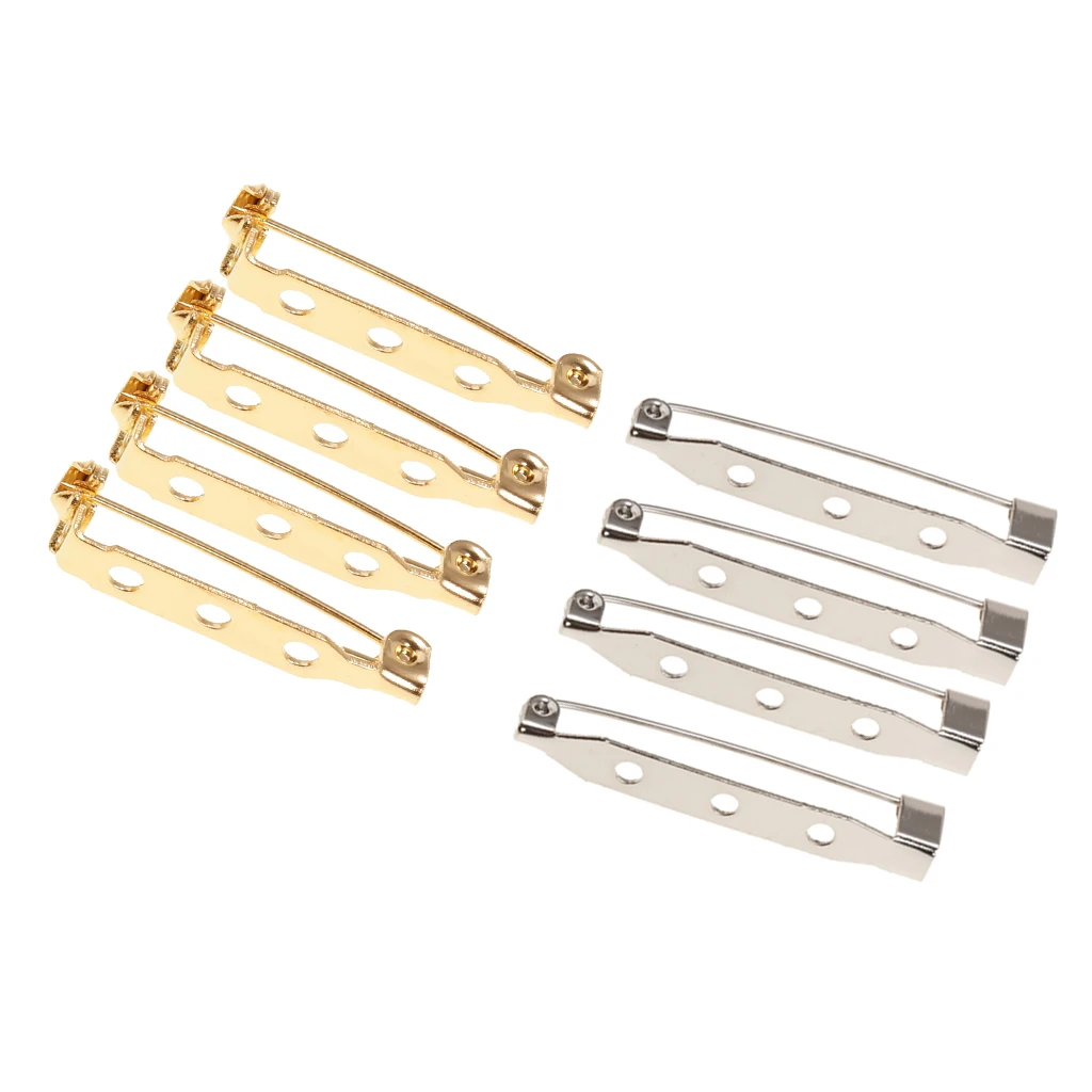 80Pcs DIY Brooch Pin Backs, Safety Catch Pins Bars Craft Pin Back Clasp Brooch with 3 Holes