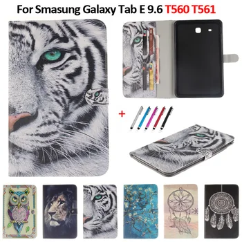

Color Pattern Tiger Lion Tablet Case For Coque Samsung Galaxy Tab E 9.6 T560 T561 Cover Funda For Samsung Galaxy Tab E 9.6" Case