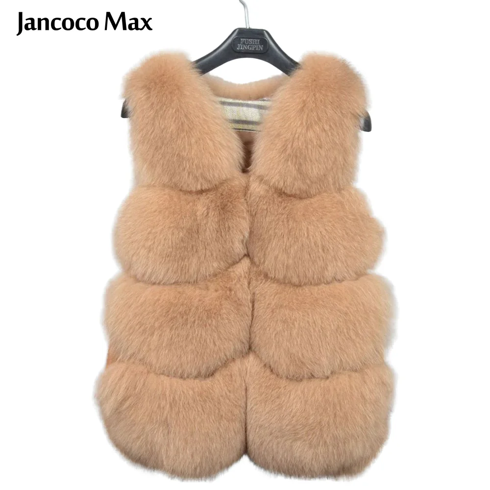 Jancoco Max New Women's Real Fur Gilets Winter Warm Genuine Fox Fur