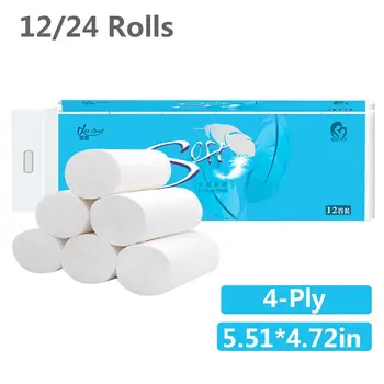 

12 Rolls 24 Rolls Toilet Paper Household Bathroom Smooth Soft Bath Tissue Soft And Comfortable Thick Texture Quick Delivery
