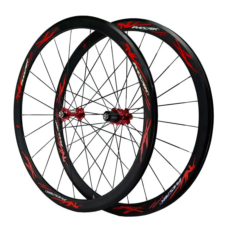 Pasak 700C Wheelset Road Bike Wheels Alu Four Bearing Flat Spokes Rim 40mm Racing Road Bicycle Wheel