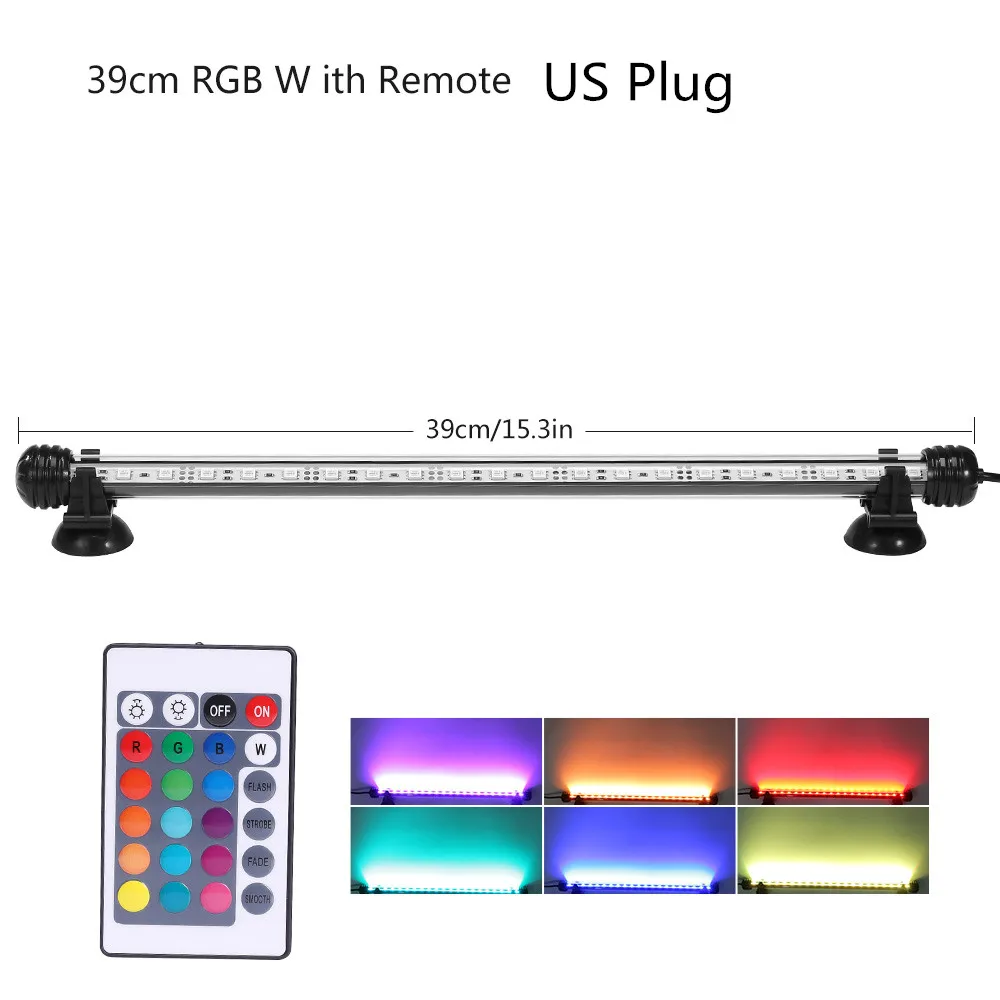 US Plug 39CM RGB ЕС США штекер RGB дистанционный светильник для аквариума энергосберегающий водонепроницаемый светильник для аквариума светодиодный светильник ing 19-49 см - Цвет: US Plug 39CM RGB