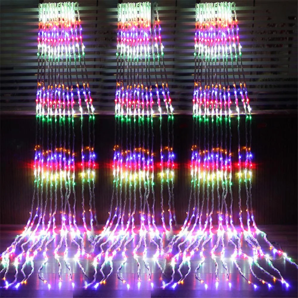 Christmas LED Waterfall Meteor Shower Rain String Light 3*3M 320 led Wedding Curtain Icicle Fairy Garland Ramadan Decoration