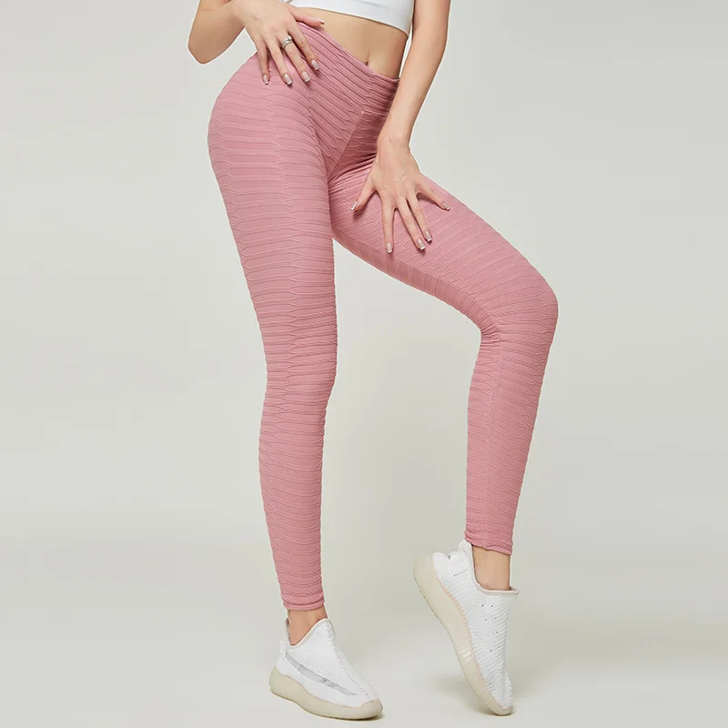 

Mesh pattern seamless yoga leggings women solid color breathable fitness pants Lifting hips and high waist yoga leggings women