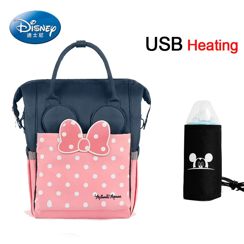 Сумка для подгузников disney, рюкзак, USB бутылочка, изоляционные сумки, Минни, Микки, большая емкость, для путешествий, Оксфорд, для кормления ребенка, Мумия, сумочка - Цвет: B05