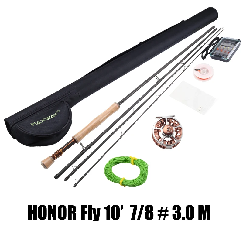 Honor 10ft 78 3.0M SeaKnight maxway Fly рыболовный набор 7/8/8/10 футов Fly Удочка+ катушка+ линия+ сумка+ Biat 4 секции для Набор для рыбалки - Цвет: Honor 10ft 78 3.0M
