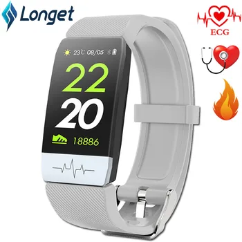 

Longet Smart Watch Heart Rate Monitor Blood Pressure Q1S ECG PPG Smart Bracelet Sleep FitnessTracker band Watch for Android iOS