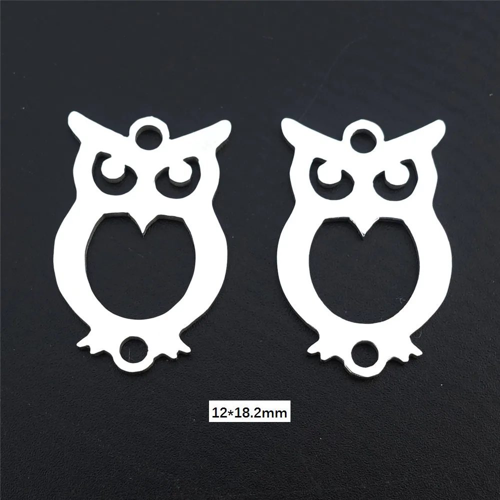 owl connector Разъемы из нержавеющей стали для животных Динозавр, Акула, отпечаток кости, голубь, ласточка, пчела, Diy компоненты ювелирных изделий, 5 шт./лот - Цвет: owl connector