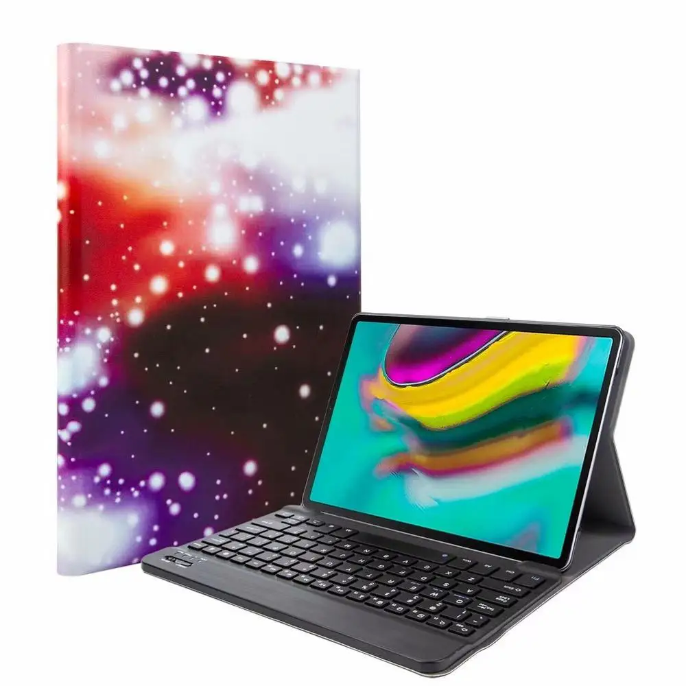 Bluetooth клавиатура чехол для Samsung Galaxy Tab A 10,1 T720 T725 планшет ткань с 7 подсветкой Клавиатура с подсветкой крышка+ ручка+ пленка - Цвет: Without Light