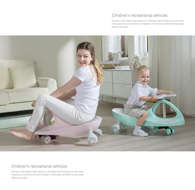 Excellent New Twist car child bicycle yoyo balance Trolley caster buggy 1-3 male and female baby mute round swing Pedicab vehicle 18