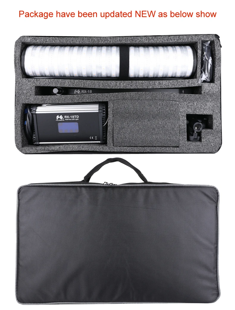 FalconEyes RX-18TD, 100 Вт, 504 шт., гибкий светодиодный светильник для видеосъемки, складывающаяся тканевая лампа, контроллер сенсорного ЖК-экрана с рассеивателем