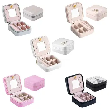 

Travel Cosmetic Leather Jewelry Box Necklace Ring Storage Case Display Jewelry Display Box Leather Watch Case