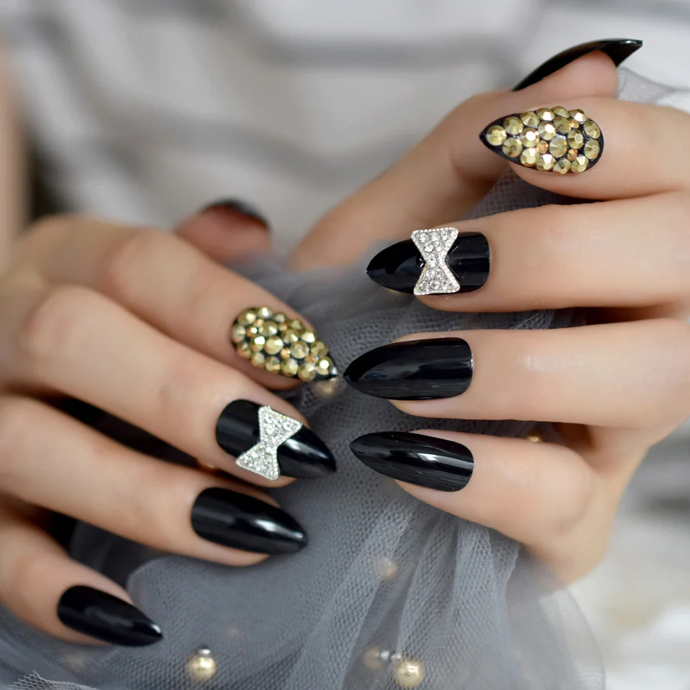 L5191 Gorgeous Luxury Press On Nails Extra Long Light Marble Colorful Crystal Faux Ongles with Large Rhistones AB Perfect Party - Цвет: L5191