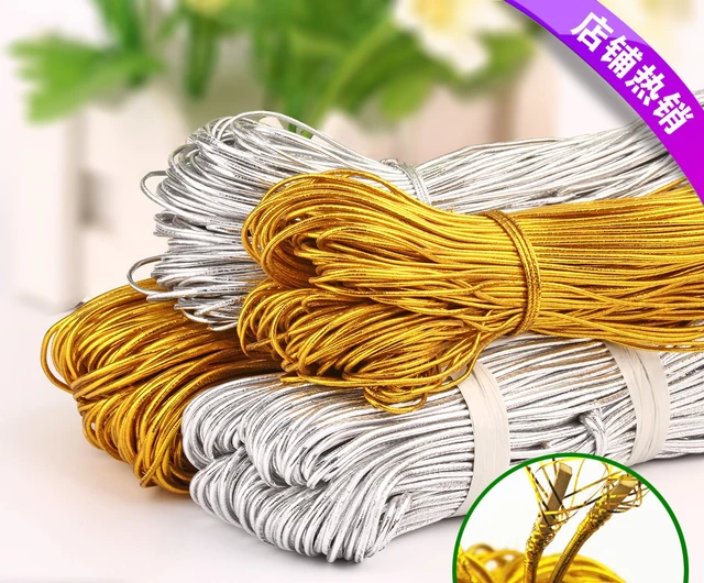 100 Meters Gold/Silver Glitter Cords DIY Gift Packing Hang Tag String Strap  Wedding Florists Crafts