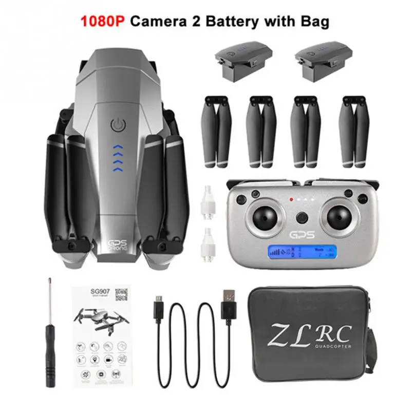 1080P Bag 2 Battery SG907 gps Дрон 5G wifi FPV с 1080P 4K HD двойной камерой широкоугольный RC Квадрокоптер Профессиональный складной дроны - Цвет: 1080P Bag 2 Battery