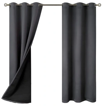 

Blackout Curtains for Bedrooms, Blackout Cloth Thermal Curtains to Reduce Noise and Reduce Blinds (42 x 63 Inches, Dark Gray, 2