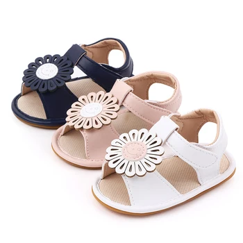 

Newborn Baby Summer Cute Big Flower Baby Girl Sandals Soft PU Leather Anti Slip Rubber Sole Sandals Princess Toddler Girls Shoes