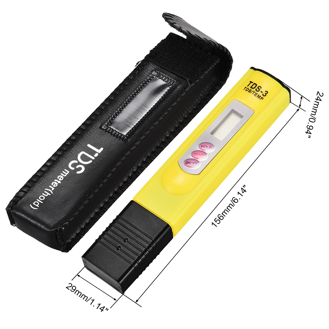 Uxcell TDS 3 PPM Измеритель проводимости для воды аквариум бассейн w кожаный чехол желтый 2 шт