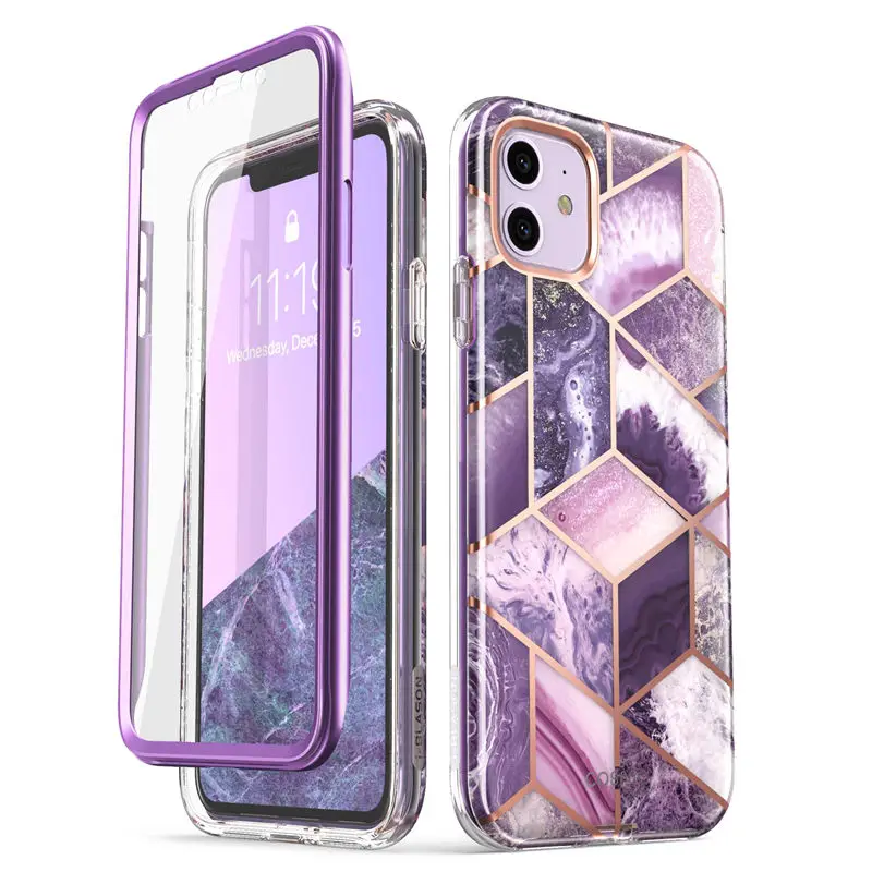 Cosmo Glitter Marble Full-Body Bumper Cover with Built-in Screen Protector