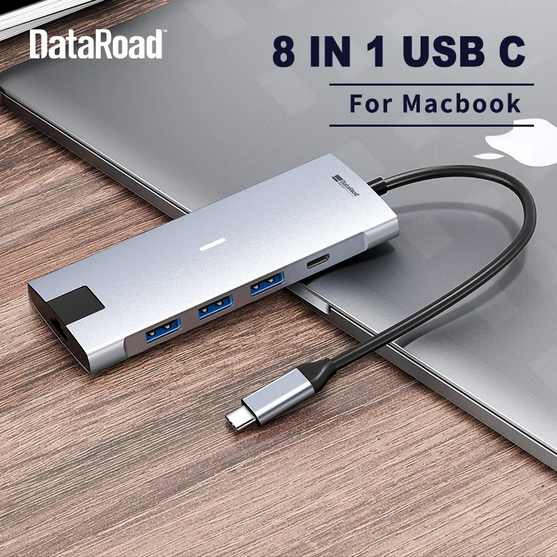 DataRoad 8 in 1 USB HUB Type C to Multi 3.0 HDMI RJ45 Adapter Dock For Laptop MacBook Pro PD 3.1 Splitter Port OTG QC4.0 | Компьютеры и