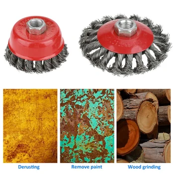 

2pcs Knot Flat Cup Wire Crimped Wheel Brush Grinder Rust Removal Polishing Tools