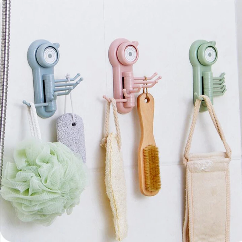 

Kitchen Cooking Tool Suction Cup Hook Household Sponge Brush Peeler Racks Plastic 6 Claw Hook Bathroom Towel Hanger Organizer