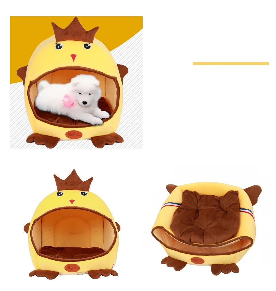 Creative Pet Dog Bed Indoor Cat House Mats Chicken Shape 2 In 1 Use Warm Small for Cats Dogs Nest Collapsible Cat Cave Products