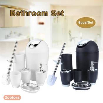 

BATHROOM SET 6PCS ACCESSORY BIN SOAP DISH DISPENSER TUMBLER TOOTHBRUSH HOLDER