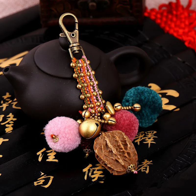 Boho Hairball симпатичный помпон Pom брелок с кистями для женщин и девушек ювелирный брелок DIY подвесная подвеска автомобиль брелок-подвеска Bodhi ювелирные изделия