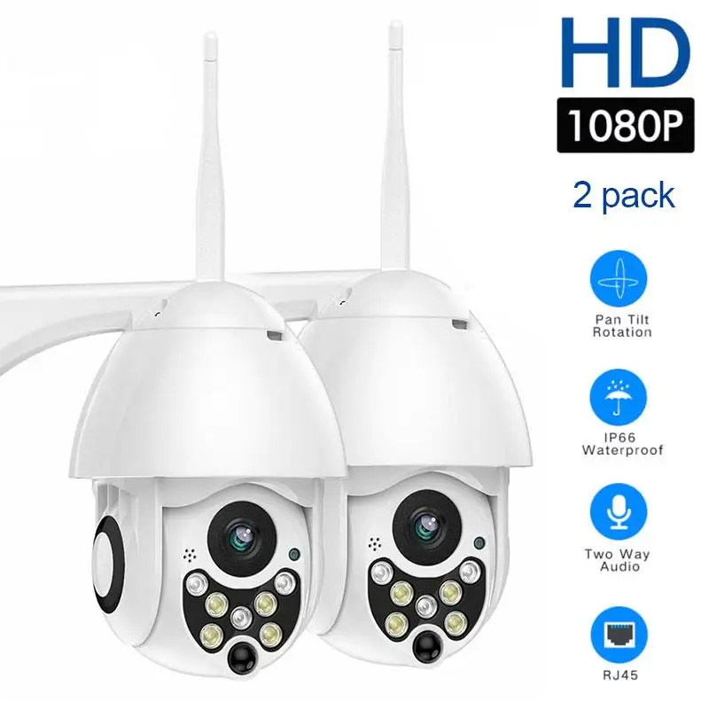 

2PCS 1080P HD Wireless PTZ IP Camera Wifi Auto-Tracking Home Security Camera Outdoor CCTV Surveillance Night Vision IR Camera