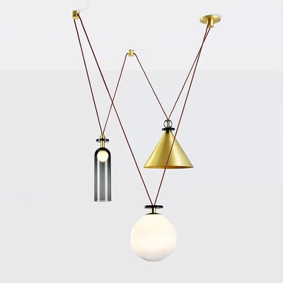 3 lights Современный светодиодный подвесной светильник в скандинавском стиле, дизайнерский подвесной светильник в виде металлического шкива для спальни, светильник для ресторана, Новинка - Цвет корпуса: 3 lights