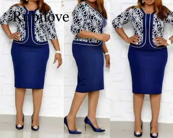 

African Clothes Elegant Bodycon Dress Women Office Lady 2019 Printed Patchwork Half Sleeve High Waist Bandage Pencil Dress Robe
