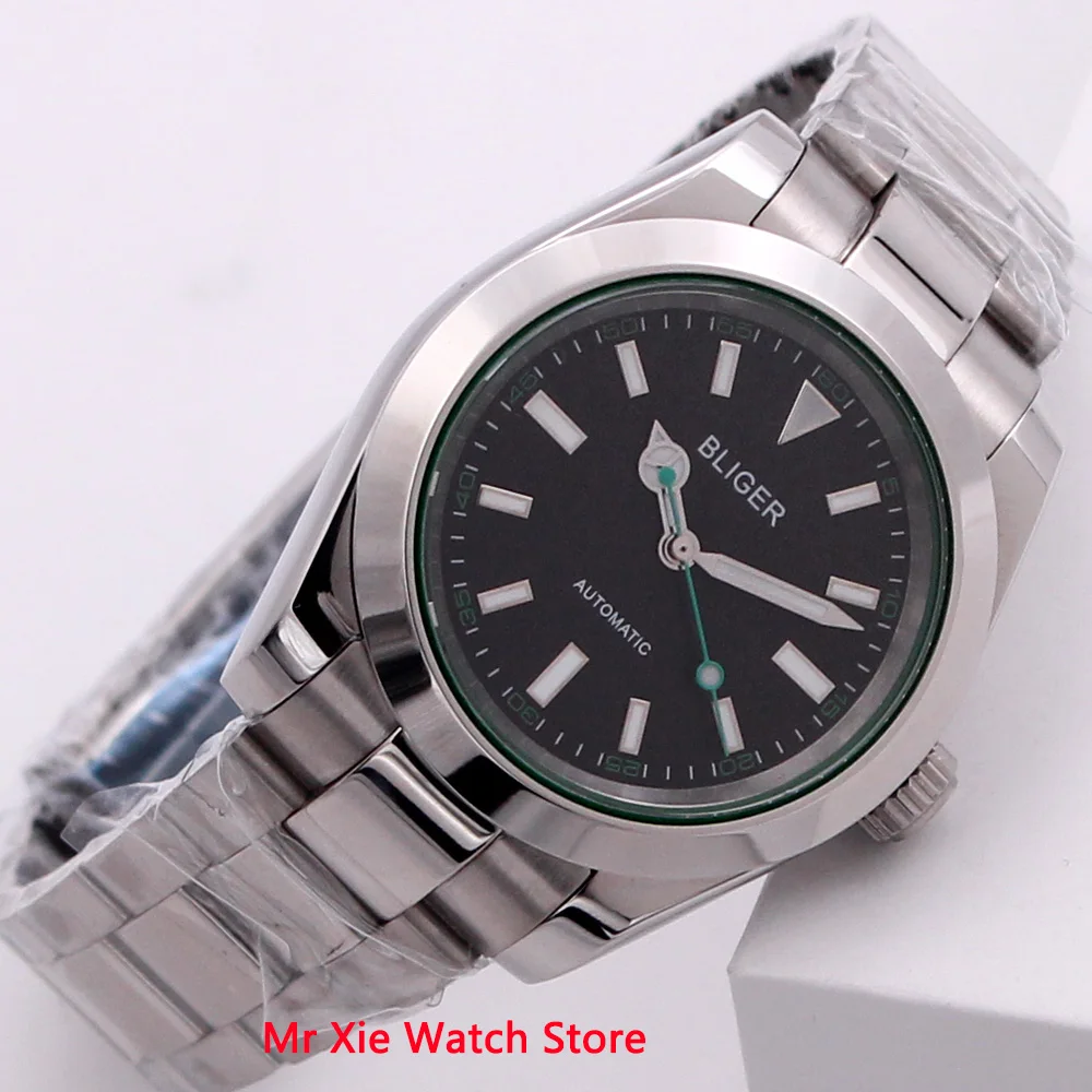 

Bliger 40mm Black Dial Automatic Mens Watch Luxury Brand Luminous Waterproof Sapphire Glass Mechanical Men's Watch