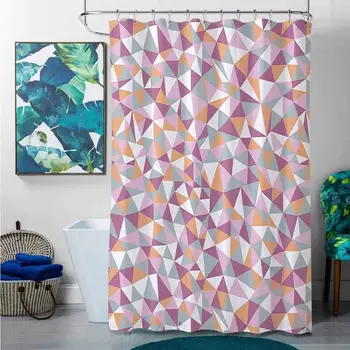 

Shower Curtains for Bathroom Orange Geometric Decor Collection,Mosaic Endless Pattern Tile Simplicity Continuity Texture Effect