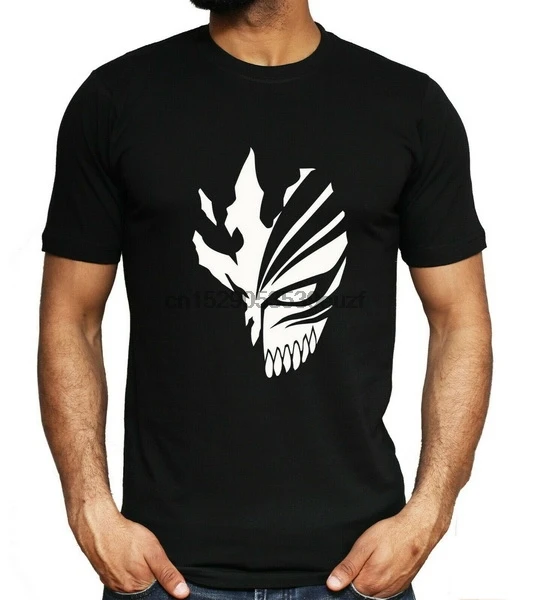 Bleach Hollow Mask T Shirt Ichigo Bankai Anime Cosplay Black Top Novelty Mens High Quality Tee | Мужская одежда