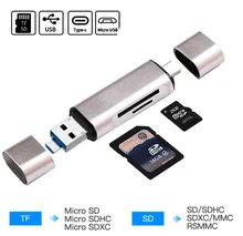 Alle In 1 Type C Kaartlezer Sdhc Sd Tf Microsd Card Reader Micro Usb Otg Adapter Voor Macbook Voor huawei Xiaomi Android Telefoon Pc
