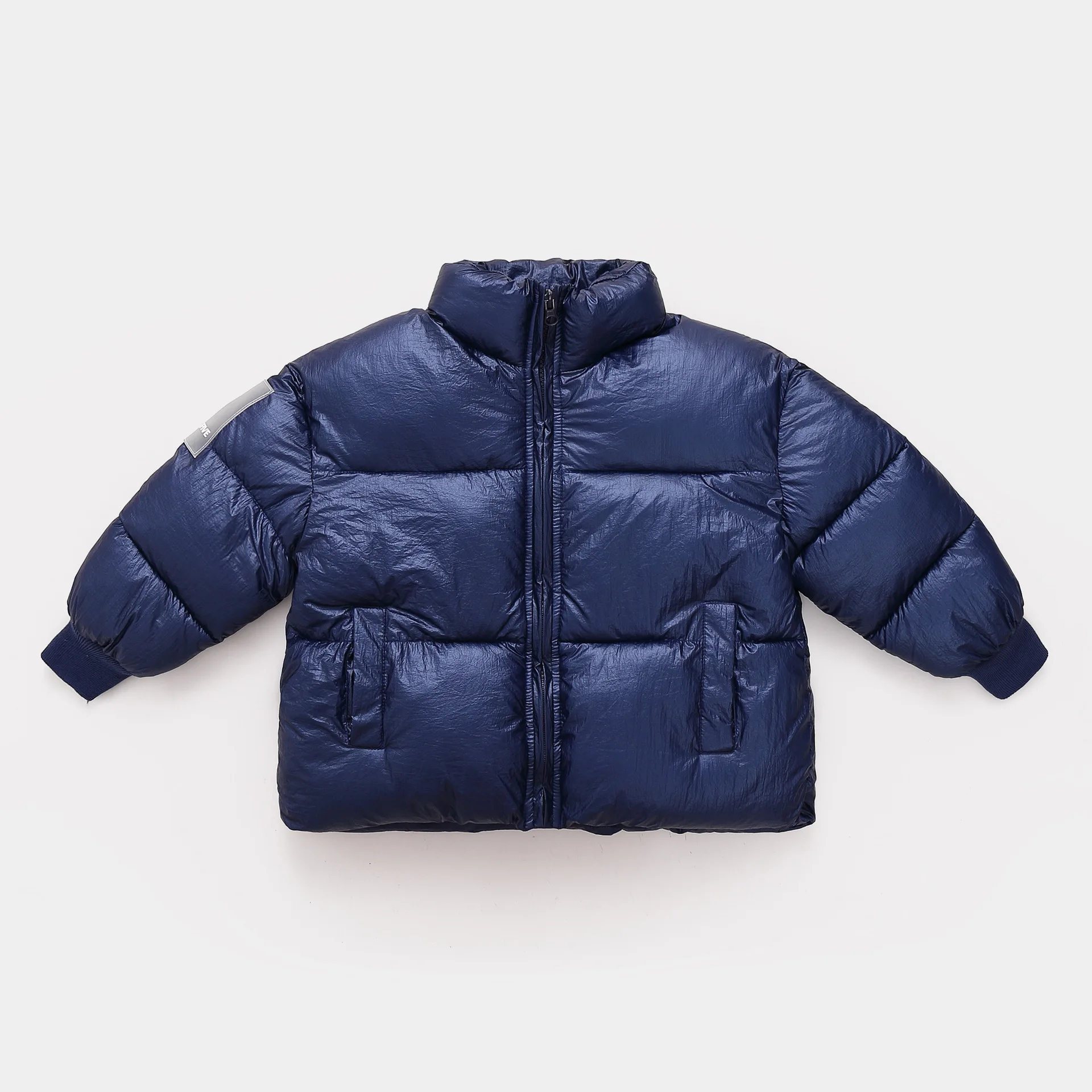 GLO-STORY, детские зимние пальто для мальчиков и девочек, блестящие пальто-пуховики, парки, плотные куртки, 100-170 см - Цвет: Dark Blue