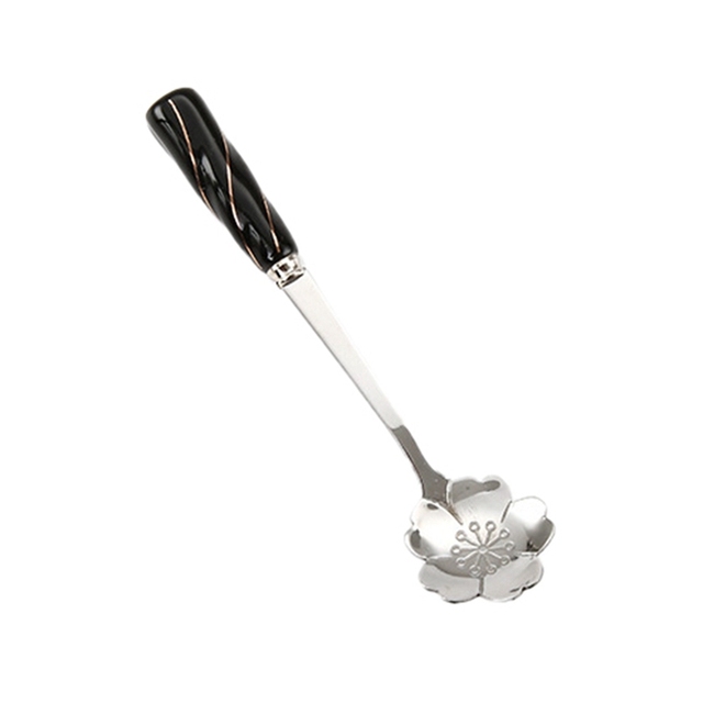 Plated Coffee Spoons Stainless Steel Teaspoons With Ceramic Handle Stirring Spoon For Dessert Cake Ice Cream Tableware