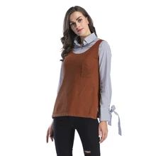 Осенний вязаный жилет с круглым вырезом свитер, жилет, пальто Женский вязаный пуловер без рукавов женский свитер женский джемпер