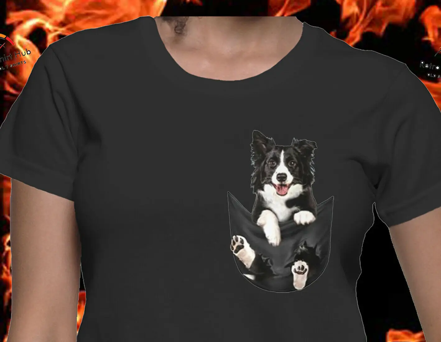 BORDER COLLIE PUPPY POCKET PET DOG Мужская и женская футболка мужская унисекс модная Бесплатная