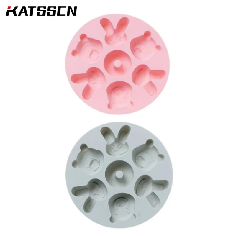 

Cartoon silicone mold baking accessories cake baking mold handmade chocolate rabbit/bear/donut pattern ice mold cake mold