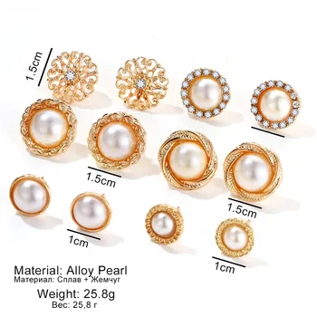 

Vintage Pearl Earrings Set For Women Boho Gold Round Flower Stud Earrings Crystal Earring Fashion Jewelry Gifts Brinco 2020