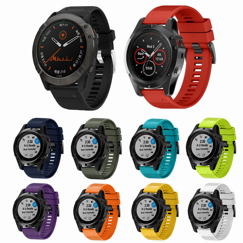 Ремешок для смарт часов Garmin fenix6 6s 6x pro Solar силиконовый ремешок Fenix 5X 5 5S Forerunner935 945