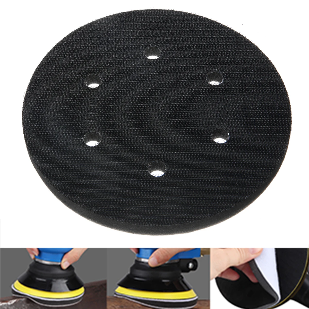 6 Inch 150mm 6 Hole Interface Cushion Pad Hook and Loop Foam Backing Pad for Protecting Sanding Disc Power Sander Accessories